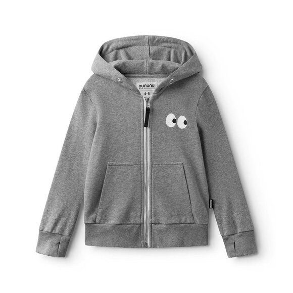 Nununu Side Eye Zip Hoodie in Heather Grey - Picture 1 of 5